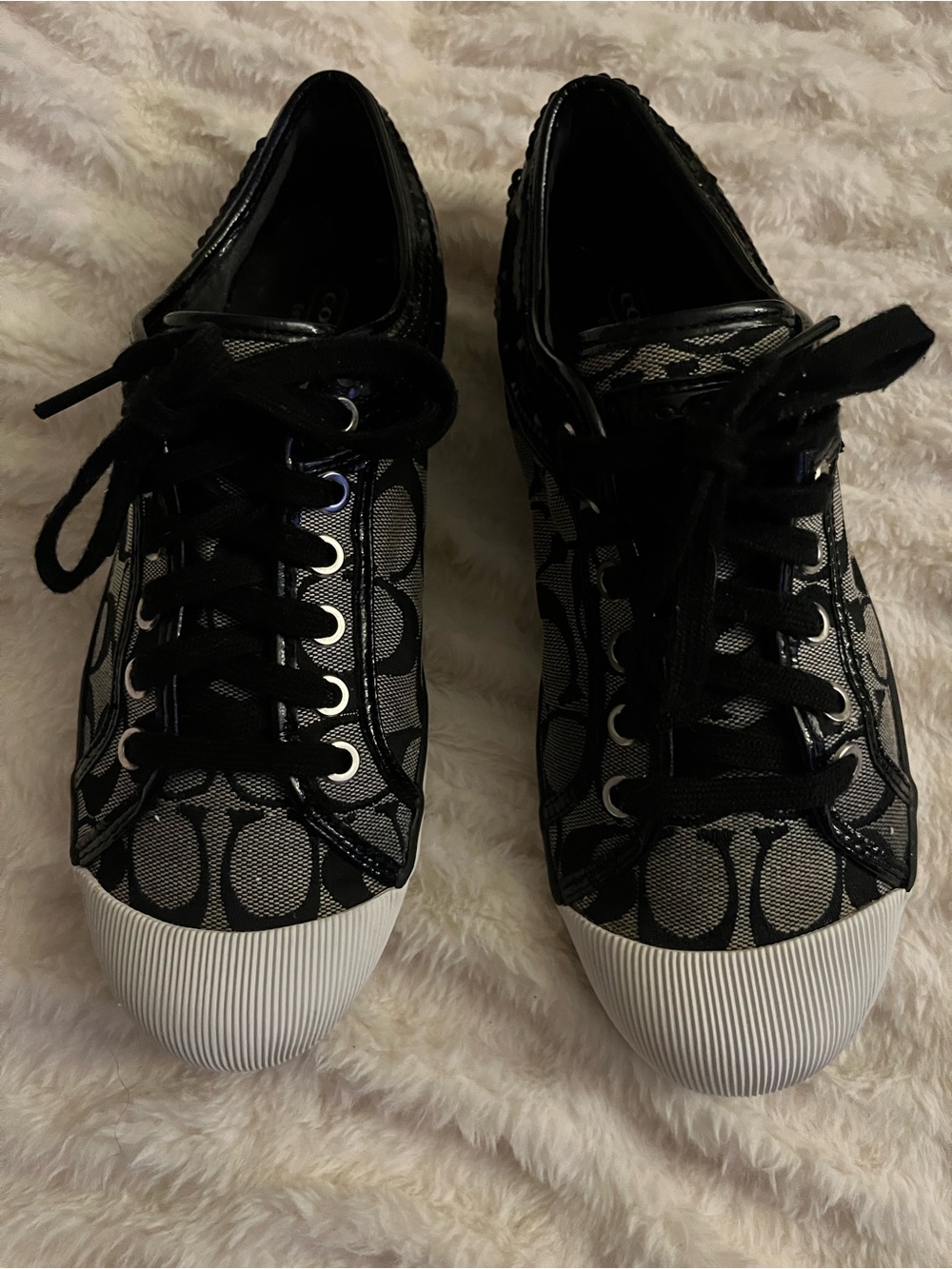 Coach Black and White Signature Canvas Sneakers